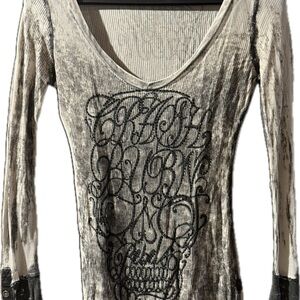 Crash & Burn Black and Cream Long Sleeve Top